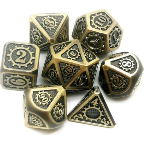 New Metal Dice 7pcs/set RPG Dice D&D Board Game Toy D4 D6 D8 D10 D12 D20 Magic Props Polyhedral Dice