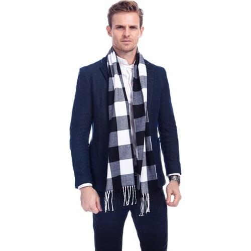New Fashion Brand Plaid Scarf Men Scarf Winter Warm Tartan Scarf Foulard Black Color A3A17532