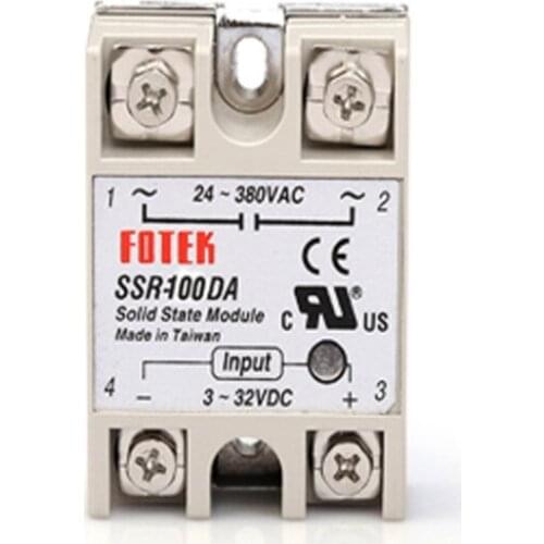 1pcs SSR-100DA 100A Single-phase Solid State Relay Module 3-32V DC Input 24-380VAC