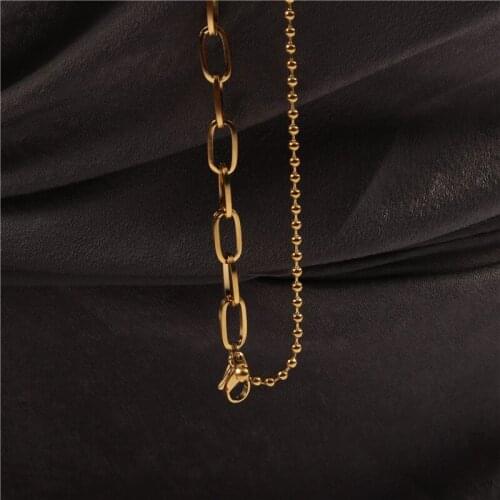 Titanium Layered Beaded Chains Choker Necklace Women Stainless Steel Jewelry Designer T Show Runway Gown Sweety Boho Japan