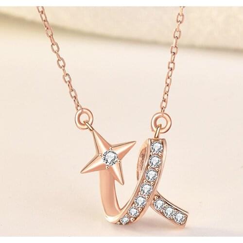S925 Sterling Silver Meteor Necklace Female Korean Personality Fashion Clavicle Chain Goddess Day Gift for Girlfriend