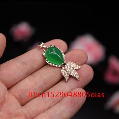 For Goldfish Necklace Jewelry Women Fashion Carved Green Jade Natural Gifts Jadeite Pendant 925 Silver Amulet Charm Chinese Men