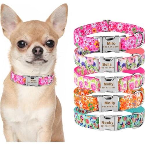 Personalized Nylon Custom Name Nameplate Dog Collar Printed Tag Pitbull Small Large Medium Unisex Pet Engraved Name Dog Collars