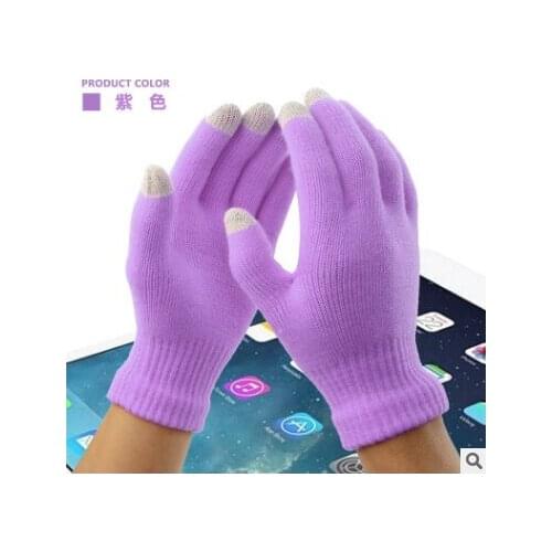 Winter Touch Screen Gloves Thicken Warm Wool Cashmere Solid Gloves Men Women Knitted Gloves