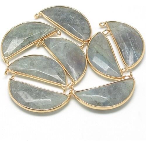 Pandahall 10pc Natural Labradorite Pendants with Brass Findings Faceted Pea Golden LightGrey DIY Jewelry Finding Necklaces Make