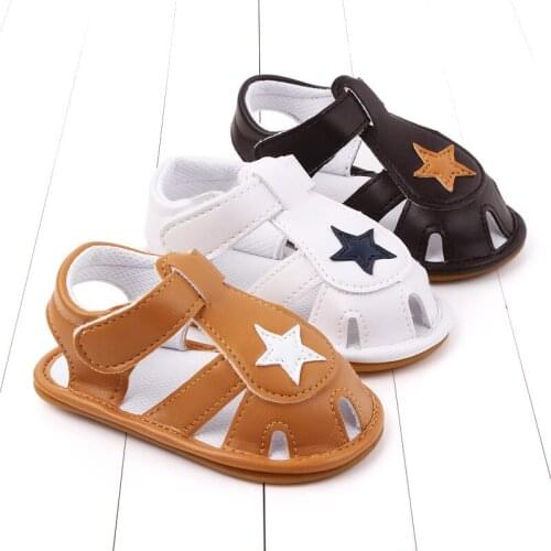Summer New Baby Shoes Cute Star Print Soft PU Leather Sandals Sneakers Baby Boy Girl Sandals Non-slip Infant Toddler Shoes