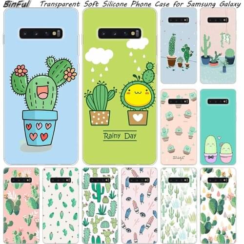 Cactus Leaves Plants Soft Silicone Case For Samsung Galaxy S10 S9 S8 Plus S7 Edge A6 A8 Plus A7 A9 2018 A5 2017 Fashion Cover