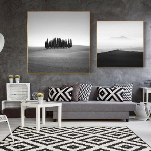 Nordic Black and White Tree Desert Canvas Painting Landscape Big Print Poster F Living Room Bedroom Aisle Wall Art Tableau Salon