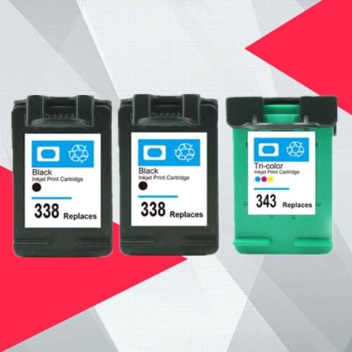 3PK 338XL 343XL Remanufactured Ink Cartridge Replacement for HP 338 343 for HP338 Deskjet 5740 6520 6540 6840 Photosmart 8150