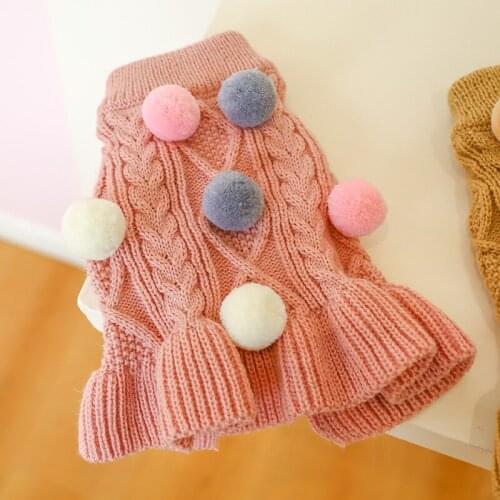 Warm ropa mascota Dog Cat Clothes Sweater Knitted Warm Skirt Princess Ball Ball Yarn Dress for Dogs