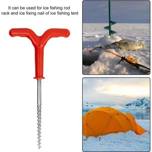 Versatile Ice Fishing Bracket Y-Shaped Spiral Head Ice Fishing Support Iron Auger Screw Rod Stand Rests Pole Rack for Outdoor