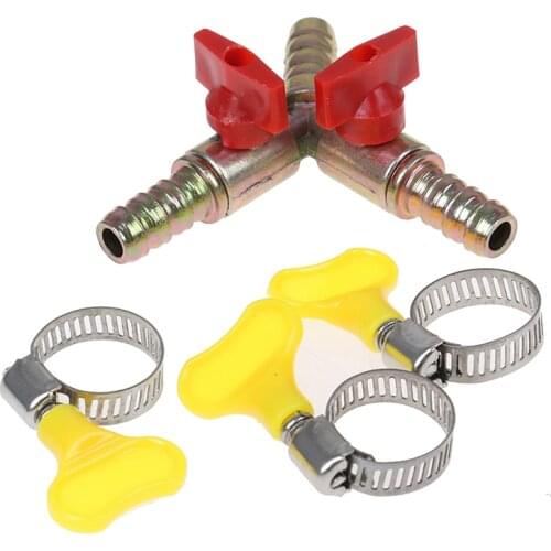 Y Type 3 Way Shut Off Ball Valve With Clamp Fitting Hose Barb Fuel Gas 8MM