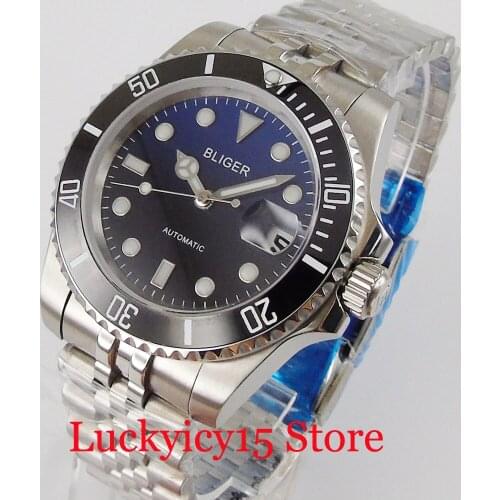 Japan NH35 24 Jewels Mechanical 40mm Men Wristwatch Miyota 8215 Sapphire Crystal BLUE BLACK Dial Ceramic Bezel Jubilee Bracelet