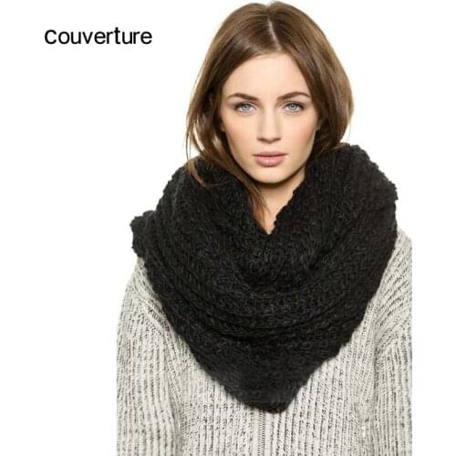 Couverture Ring Circle Scarf Women Winter Infinity Scarves Neck Circle Solid Scarf Ladies Warm Autumn Soft Knitted Snood Scarf