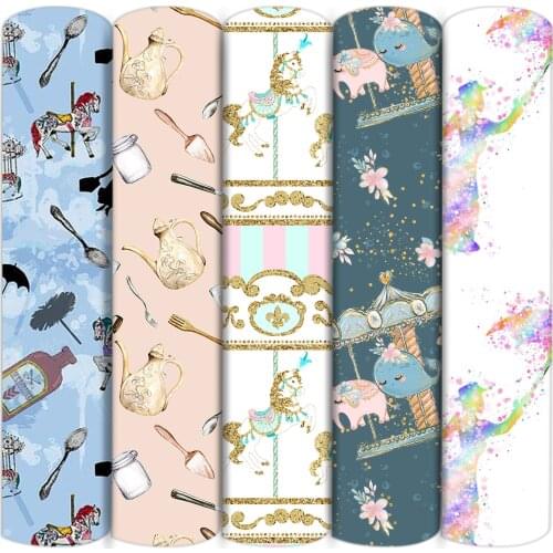 Carousel Umbrella Polyester Cotton/4 way Stretch Fabric Patchwork Sewing Kid Home Textile Cloth Quilting Dress Curtains,c15848