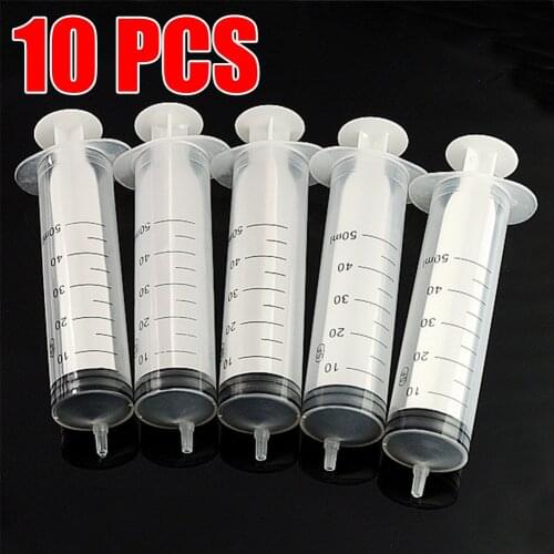 10Pcs Syringes 50ml Plastic Disposable Industrial Manual Syringes With Rubber Membrane For Mixing Many Liquid Ink Cartridge Pets