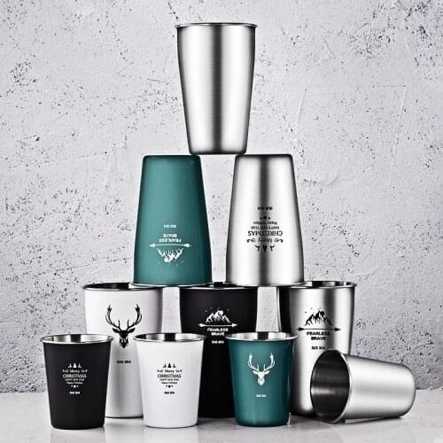 2021 Creative Solid Color Single-layer Thickened Beer Mug 304 Stainless Steel Portable Juice Cup Car Outdoor Whiskey Cup