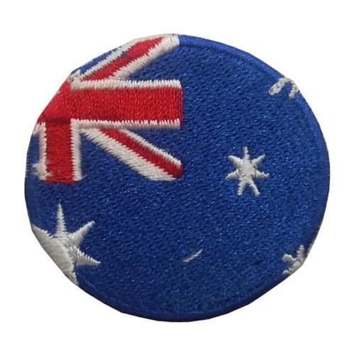 4.5CM Round Shape Embroidered Australia Flag Iron-On Patches 3D Tactical Military Patches Fabric Armband National Flag Badge Com