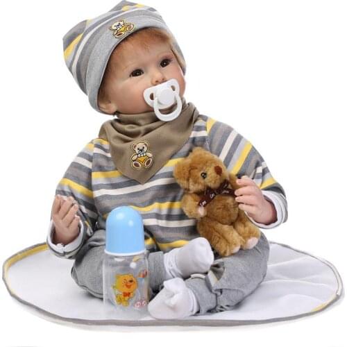 55cm 22" Baby Reborns Lifelike Soft Silicone Boy Babies Newborn Handmade Baby Toys Kids Birthday Christmas New Year Gift
