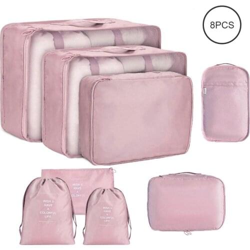 8PCS Travel Storage Bag Clothes Sock Zipper Waterproof Packing Organizers Home Partition Tidy Trave Bags