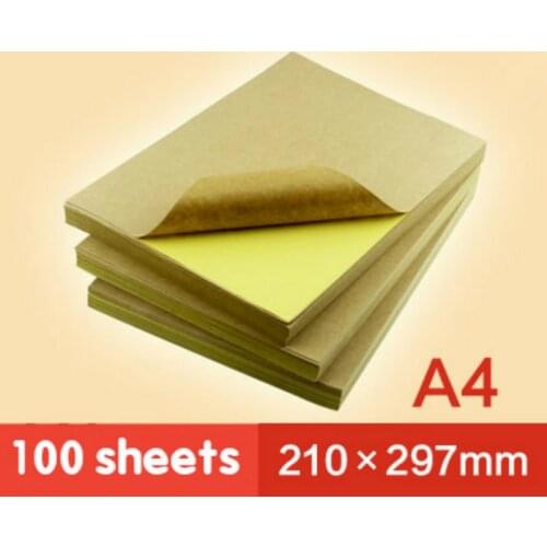 A4 kraft paper handwritten label inkjet laser printed adhesive leather label yellow paper 100 copies sticker paper printable