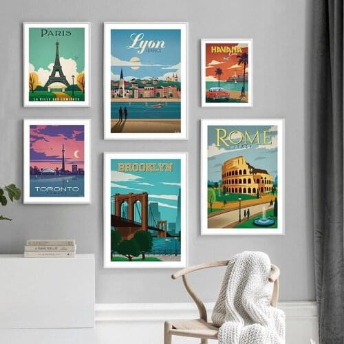 Landmark Art Illustration Print Country City Landscape Poster Tourism Canvas Wall Art Painting Picture Modern Home Decoration