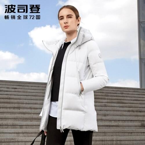 Bosideng Womens Down Jacket 2021 Winter New Casual Versatile Hooded Medium Length Jacket B00144964