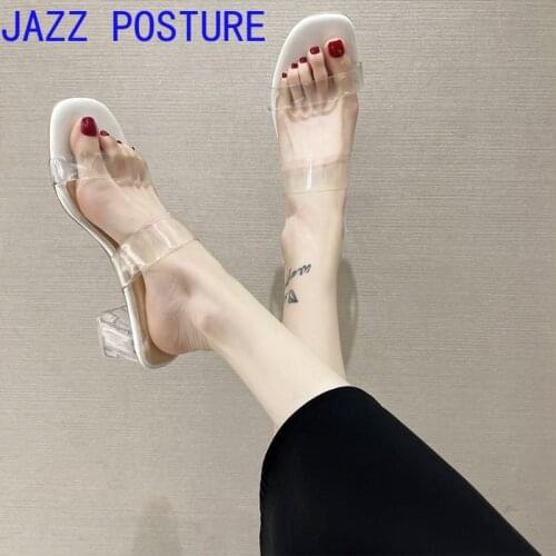 New fashion PVC crystal jelly sandals open toe sexy high heels women transparent slippers summer party ladies high heels 41 4243