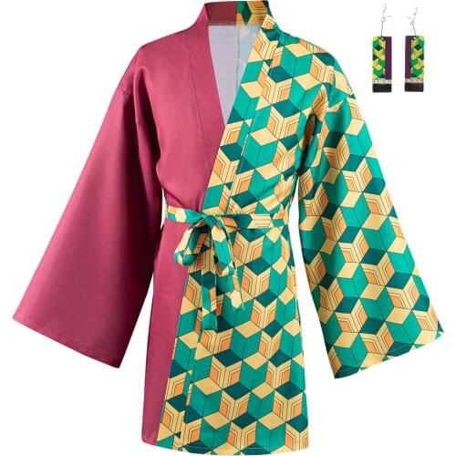 Demon Slayer Tomioka Giyuu Cosplay Costumes Shirt Robe With Earrings Belt