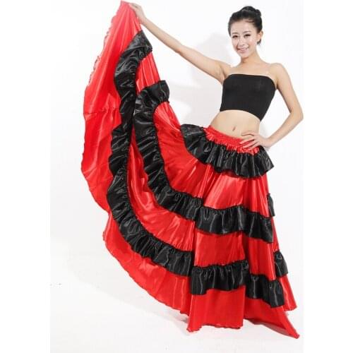 Girls Spanish Bullfight Dress Kids Belly Dance Big Skirt Girls Belly Dancing Opening Costume Performance Latin Skirt 720 B-6825