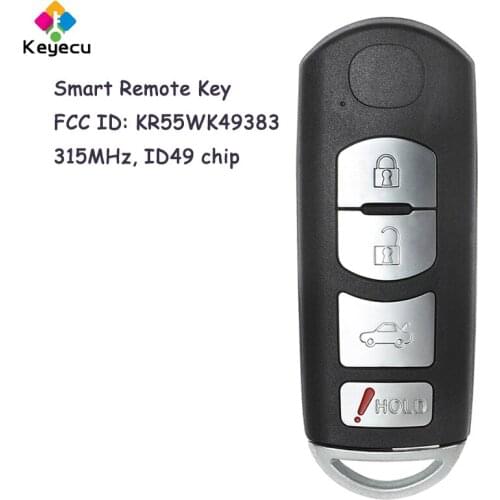 KEYECU Smart Remote Control Car Key With 3+1 4 Buttons 315MHz for Mazda 6 2009 2010 2011 2012 2013 Fob FCC ID: KR55WK49383