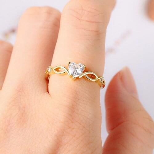 Heart Ring for Teen Girls Gold Rings Moissanite Diamond Promise Ring 2021 Fashion Women Korean Jewelry Aesthetic Wedding KAR346