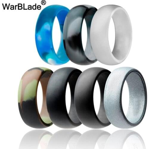 WarBLade 8mm Food Grade FDA Silicone Ring Hypoallergenic Crossfit Flexible Punk Rubber Finger Bands For Men Women Wedding Rings