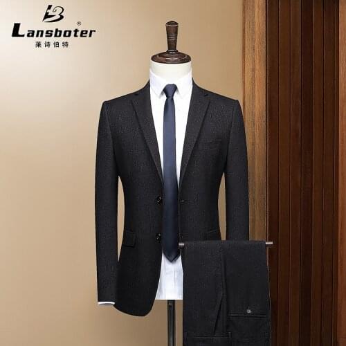 Suit Men Plaid Slim Fit Blazer Suit 2pc Set Male Wedding Party Blazer Man Formal Business Work Wear Suits Terno Masculino FS-189