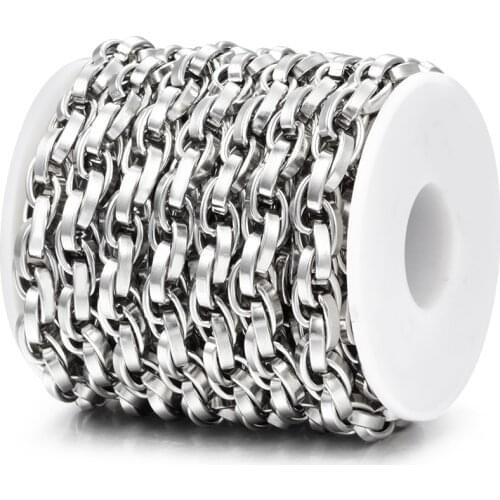 Stainless Steel Twist Chains Bulk For DIY Jewelry Making Necklace Findings Accessories Wholesale Craft Supplies 1M Width 8mm