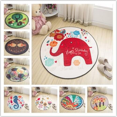 Round Cartoon Animal Print Large Area Carpets For Living Room Rugs Child Anti-slip Crawl Tapete Mat Game Kids Rug Bedroom Baby