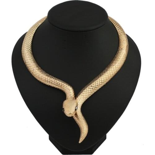 2020 New Exaggerated Snake Choker Necklace For Women Punk Choker Gold Statement Necklace Jewelry Fashion Women Chokers Necklaces
