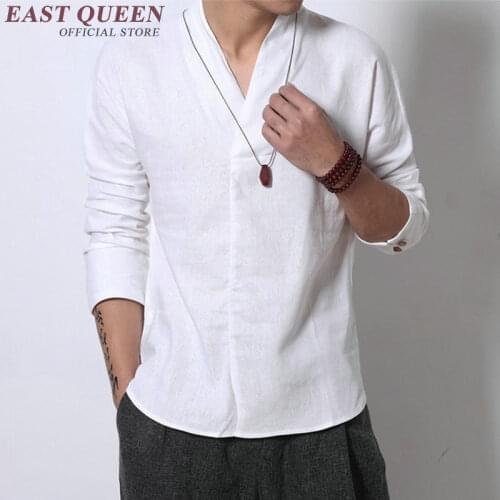 Mens t shirts fashion 2019 mens collarless shirts Long Sleeve V Neck Collar Leisure Shirts Exercise Cloth KK499