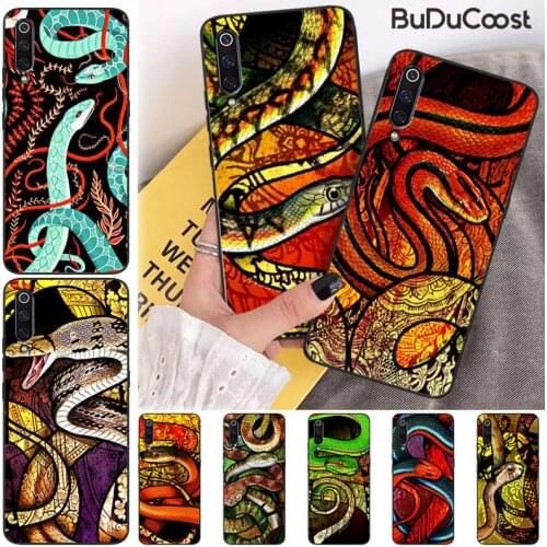 Color art artistic painting snake Black TPU Soft Phone Case For Xiaomi Mi 9 9T CC9 CC9E 8 SE Pro A2 Lite 6X 5 A3 A1 Max Mix 2 3