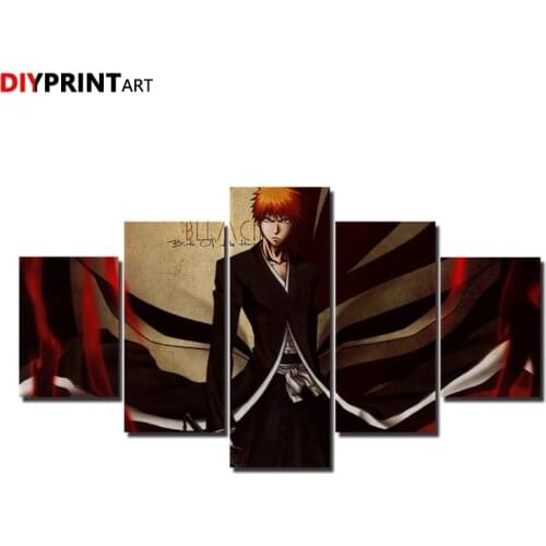 Bleach Kurosaki Ichigo 5 Pcs/set Wall Canvas Painting Decorations for Home A1982