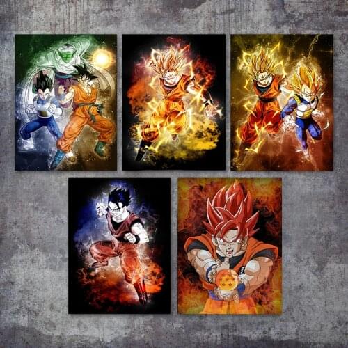 Bandai Japanese Anime Dragon Ball Posters and Prints Goku Canvas Painting Picture for Children Room Bar Decor Anime Mural