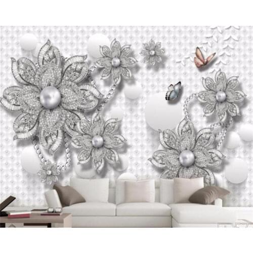 Beibehang Custom photo murals wallpaper simple luxury 3D stereo jewelry flowers living room decoration TV background wall paper