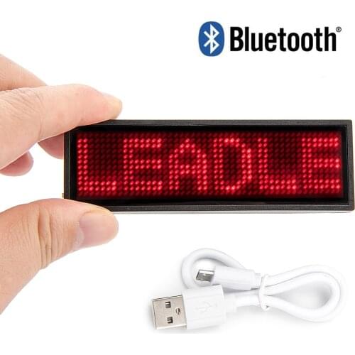 Promotion,Buy four send one Scrolling LED Sign LED Name Badge Tag Message Rechargeable/Muti-languages red color Advertising/80mm