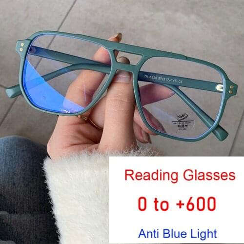 Transparent Square Magnifying Glasses Anti Blue Light Fashion Computer Glasses For Women Prescription Eyeglasses Plus +0 to +6.0