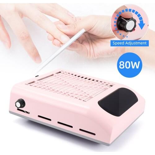 80W Adjustable Nail Dust Collector Dust Suction Vacuum Cleaner Manicure Machine Powerful Suction Fan Art Manicure Salon Tools