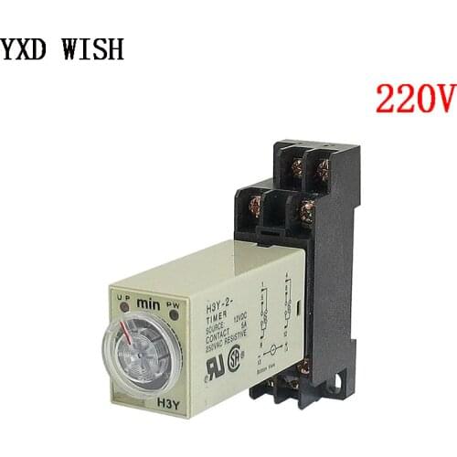 H3Y-2 AC 220V Time Relay 0 - 1/3/30/60 Minute / Seconds with Base Timer Delay Time Relay 220 V Voltage For Arduino Delay Relays