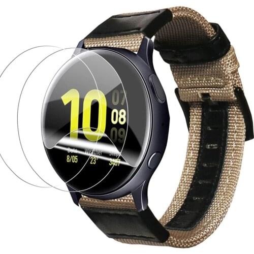 Galaxy Watch 46mm Band for Samsung Active 2 40mm 44mm Nylon Strap with 3 Screen Protector Flexible Film Active2 Wrist Bracelet