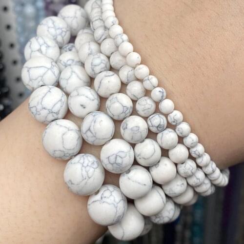 Dull Polish Synthesis White Turquoises Howlite Round Beads Beads For Bracelets Jewelry Making Diy Handmade Accessories 4mm-12mm