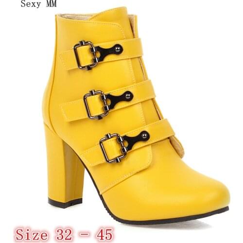 Spring Autumn High Heels Women Ankle Boots High Heel Shoes Woman Short Boots Small Plus Size 32 33 - 40 41 42 43 44 45