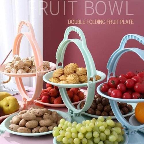 Foldable Three-layer Fruit Plate Snack Plate Creative Modern Dried Fruit Fruit Basket Candy Dish Cake Dessert Display Stand